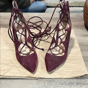 Vince Camuto Burgundy Lace-Up Heels